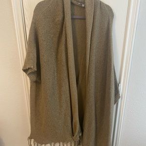 Long fringe tan cardigan